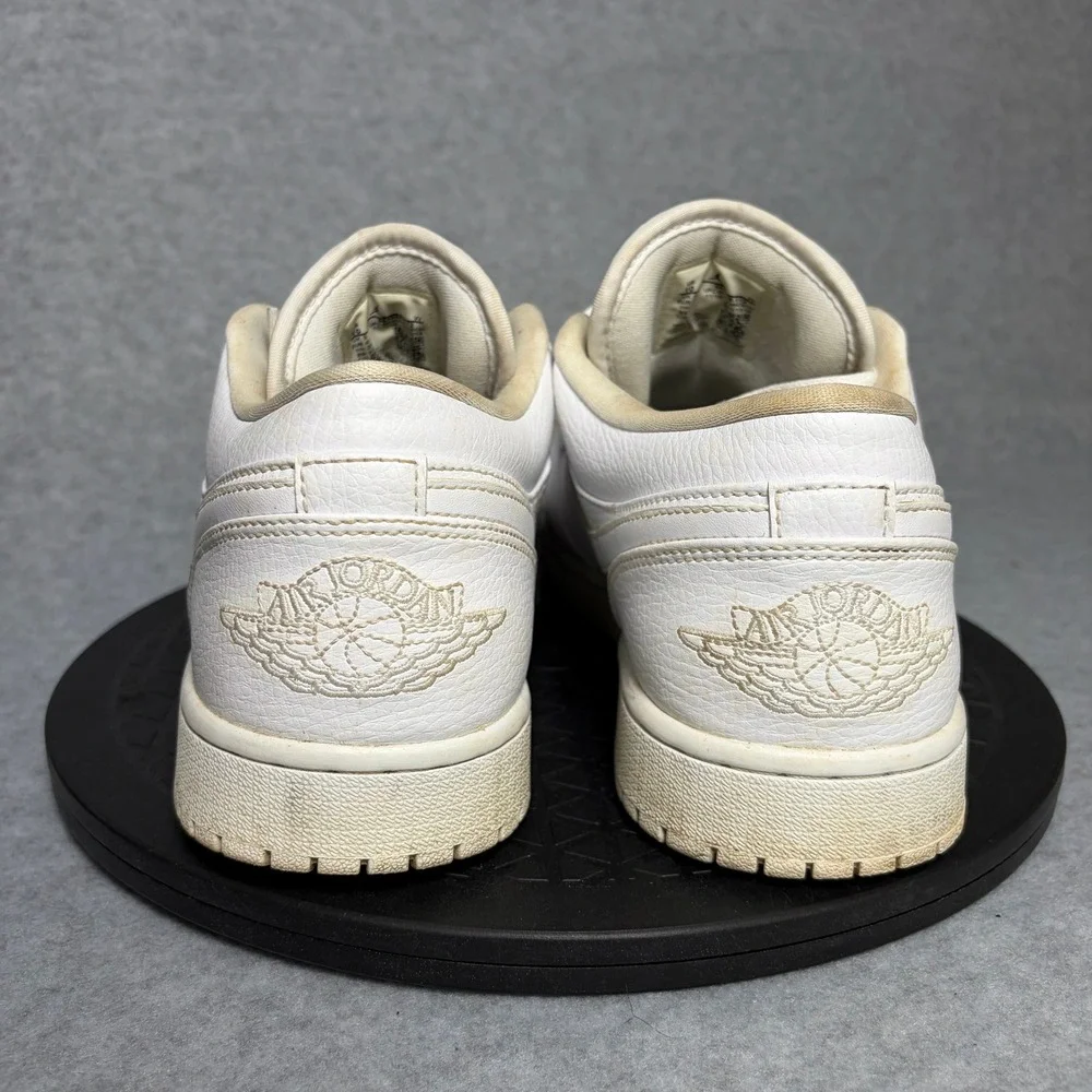 Nike Air Jordan 1 Low Triple White Tumbled Leather Shoes 553558-112 Mens 10